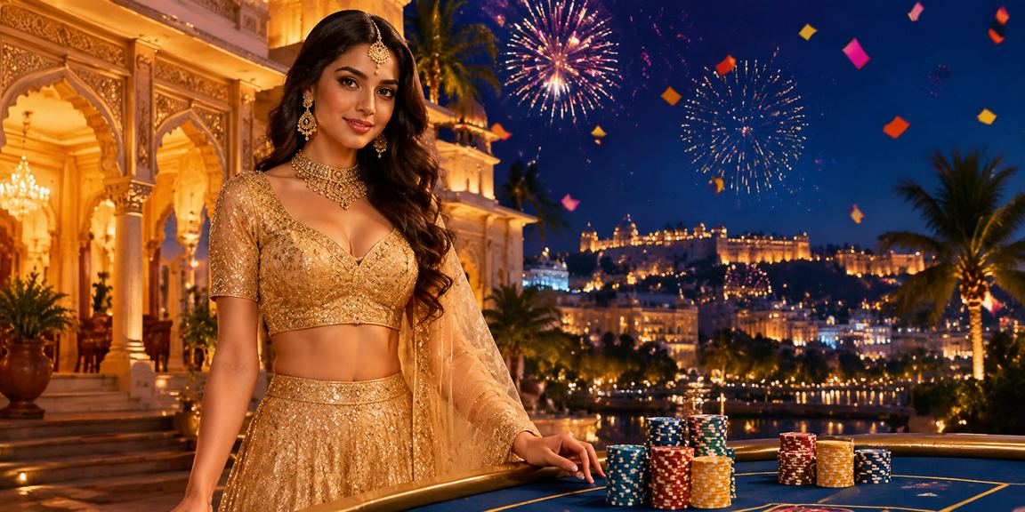 Vibrant casino entertainment with traditional Indian flair